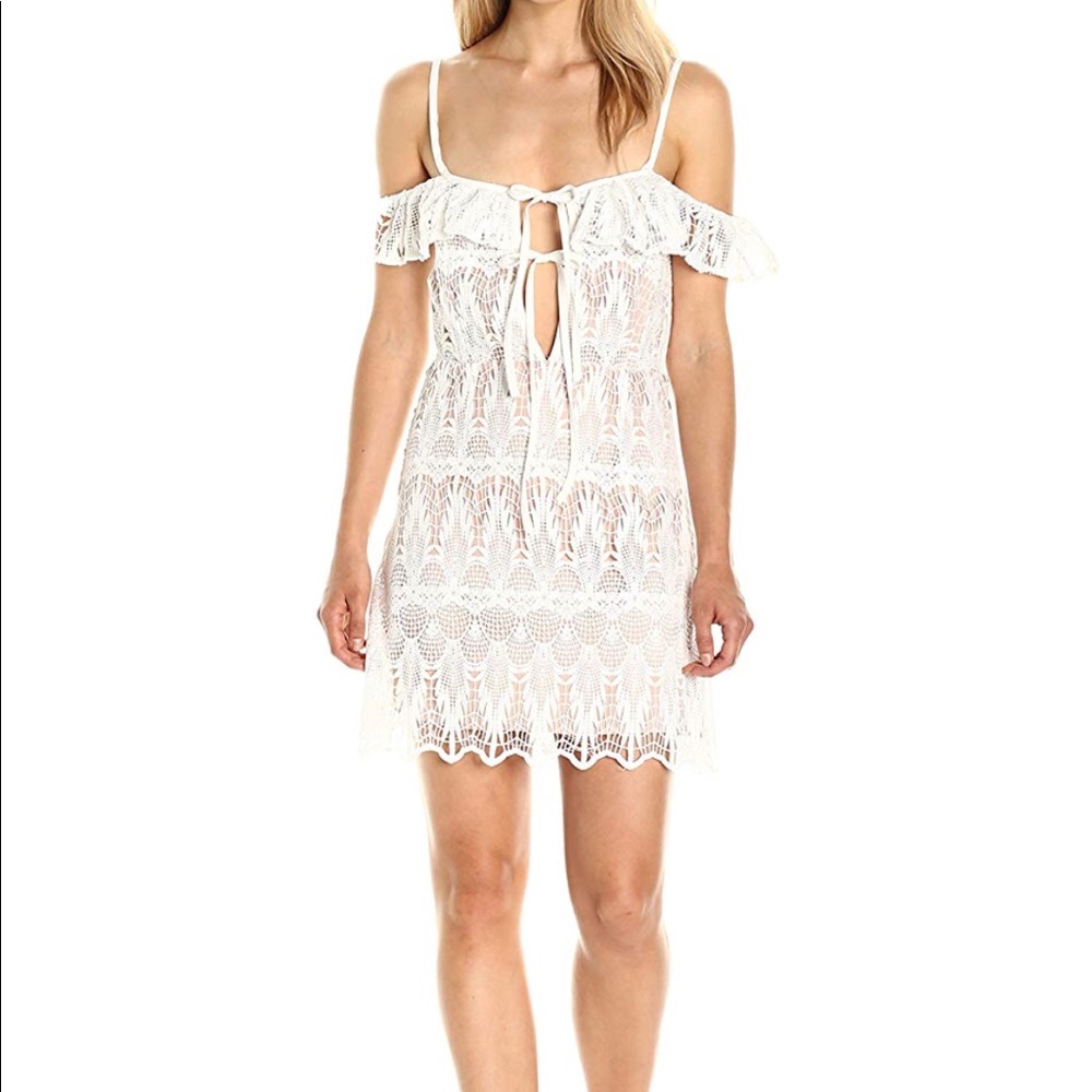 Lucca Couture off the shoulder lace dress